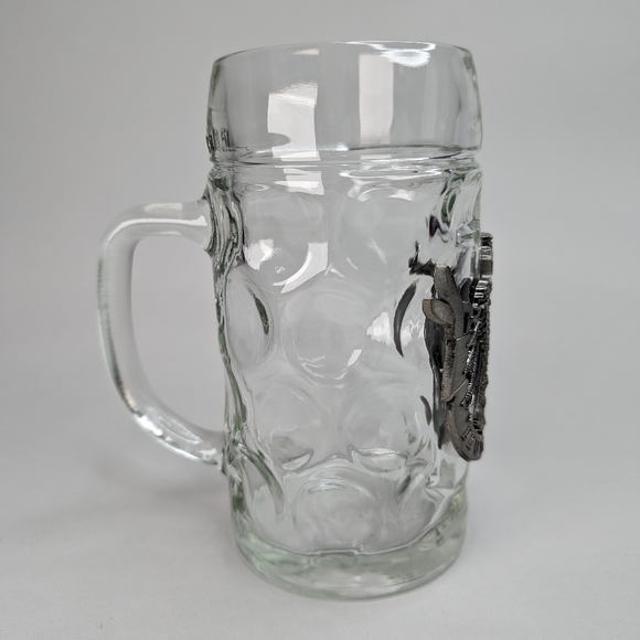 German Stein Glass .5L with Deutchland Eagle Medallion - Picture 11 of 11